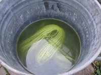 Natriumhydrosulfit zugeben und Wolle einlegen